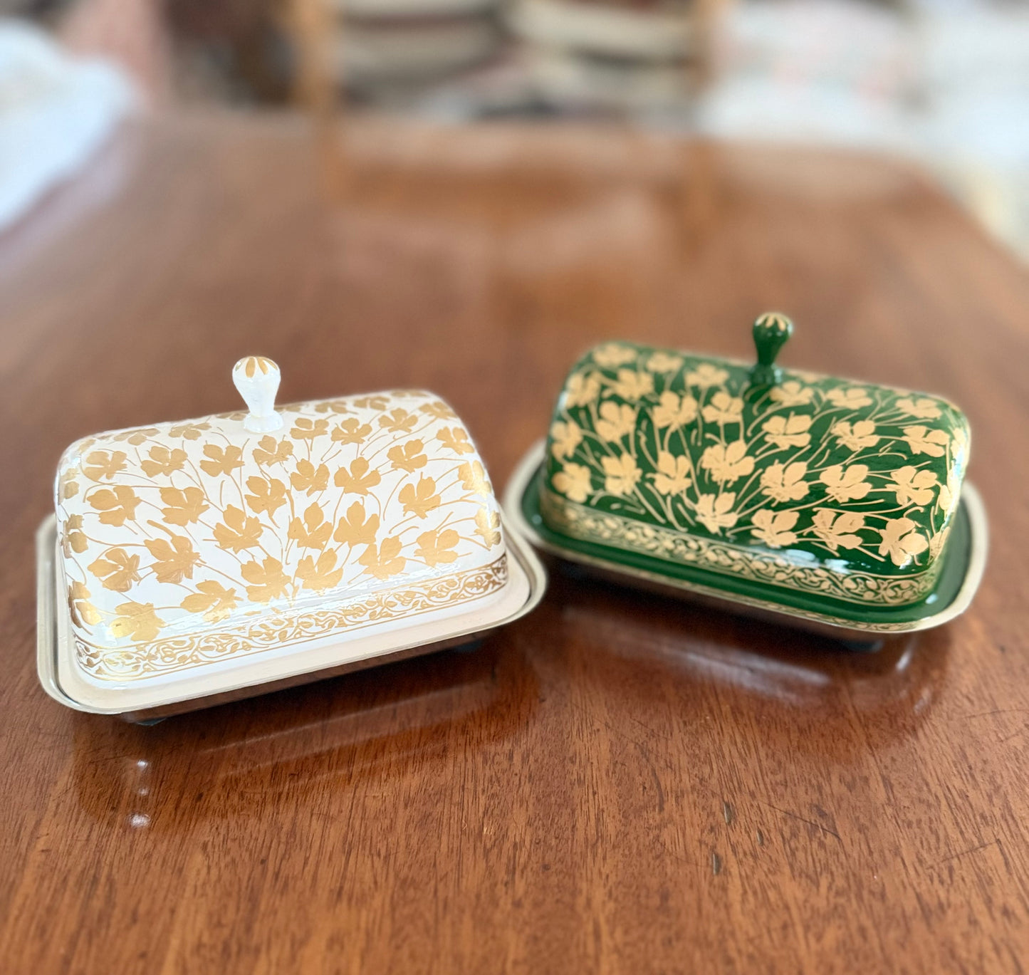 Hand painted Butter Dish with lid