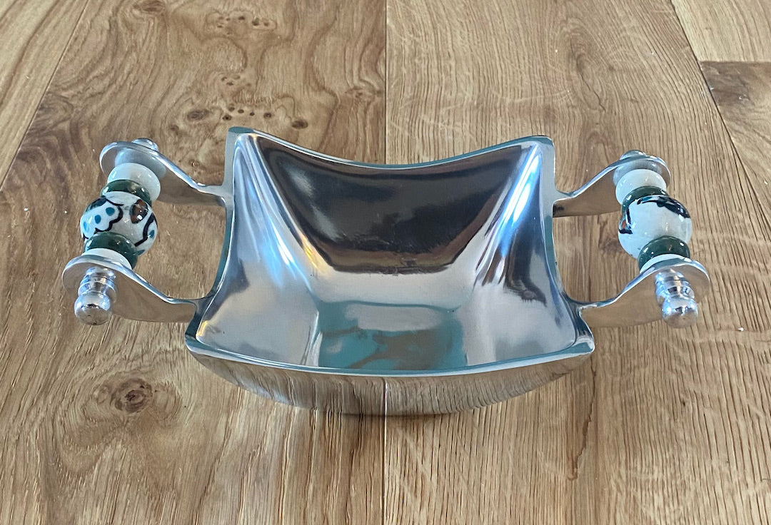 Small Bowl in metal with beaded handles