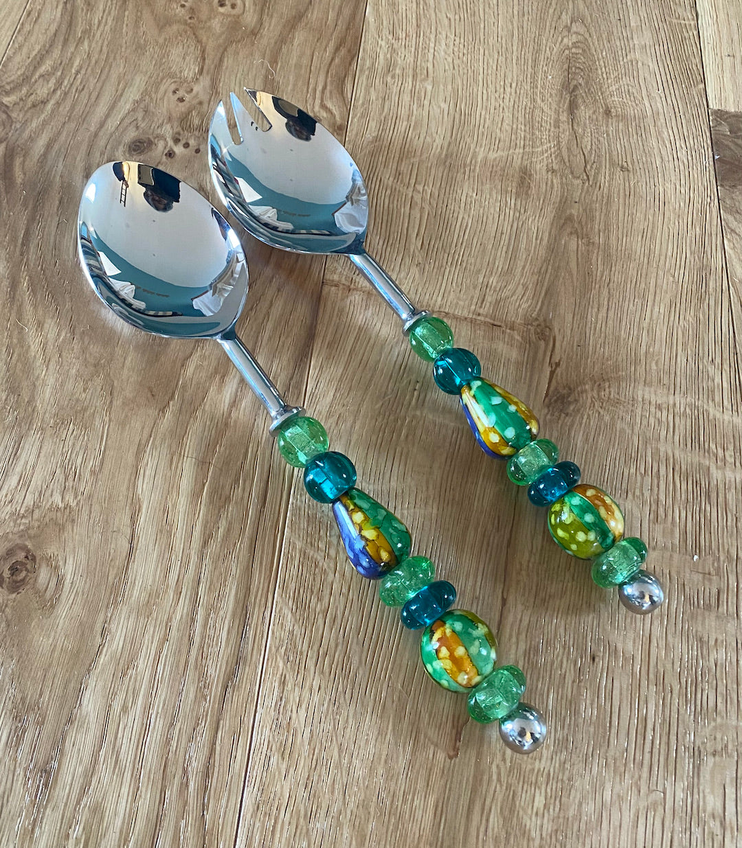 Salad Servers with beaded handles