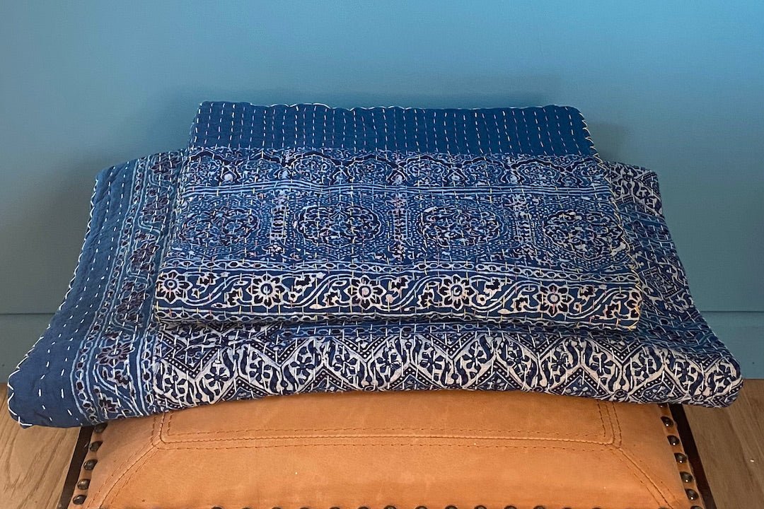 Cotton printed Ajrakh Bedcover