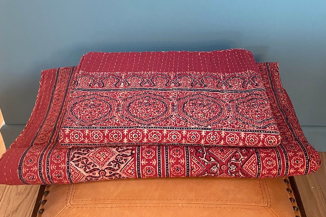 Cotton printed Ajrakh Bedcover