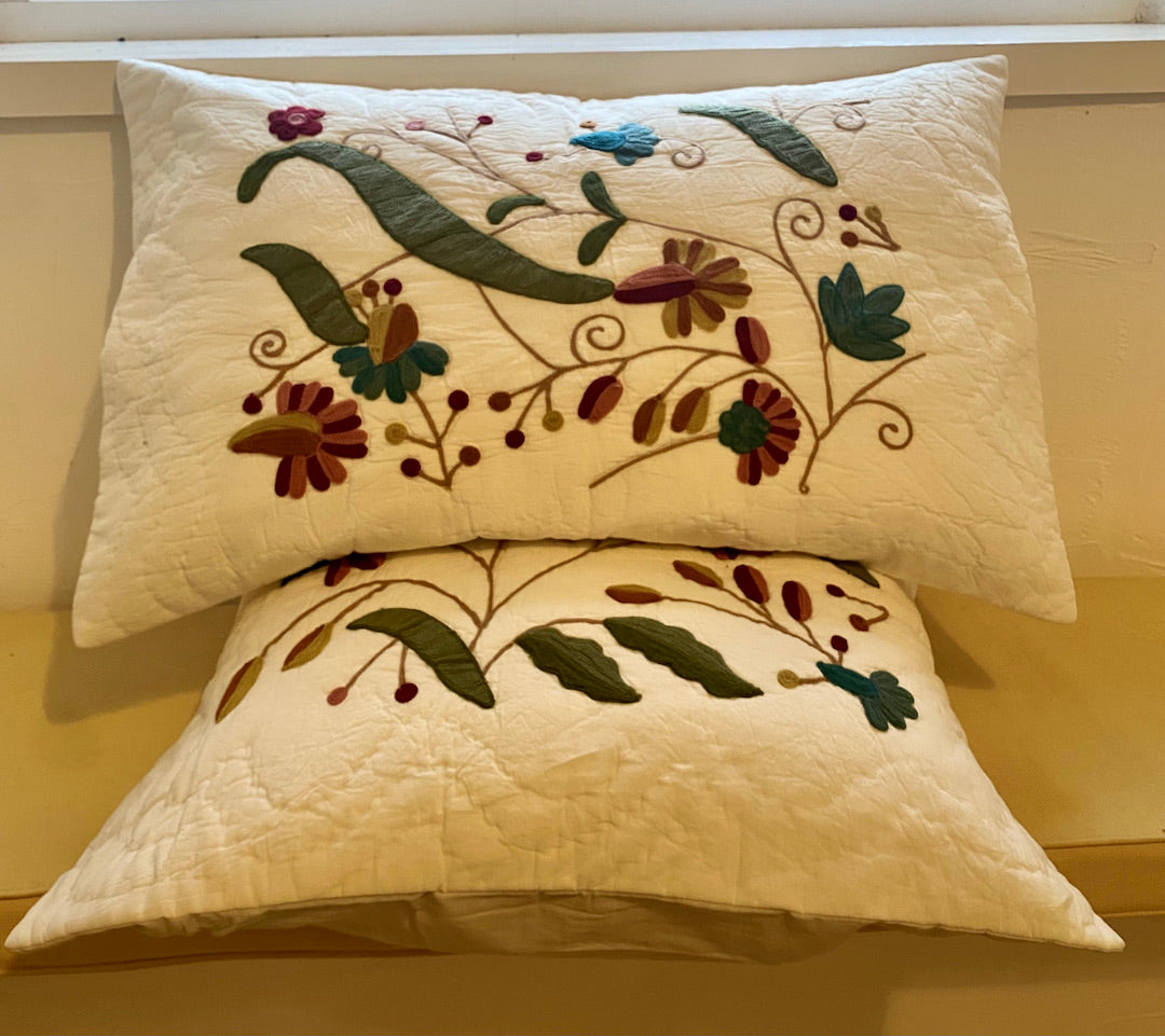 Kashmiri embroidered cotton Pillow covers