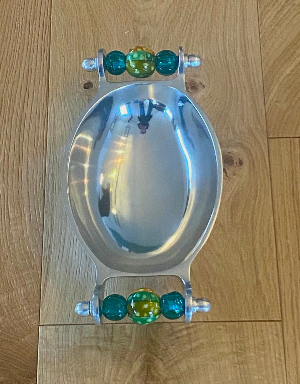 Salsa Bowl with beaded or painted ceramic handles