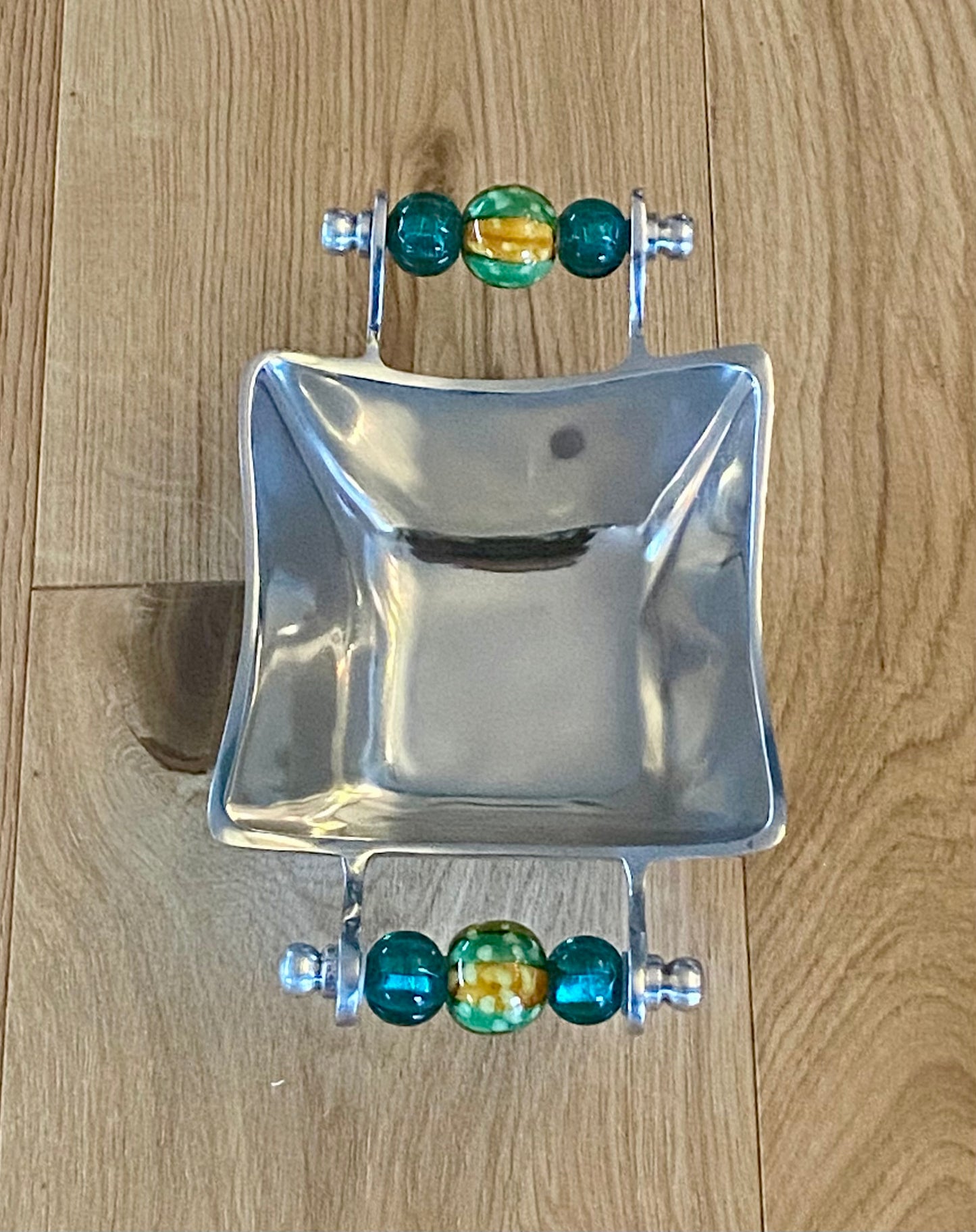 Small Bowl in metal with beaded handles
