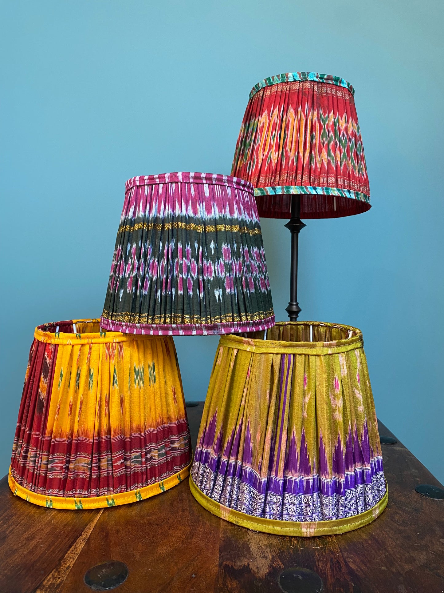 Upcycled silk sari lampshades 26cm
