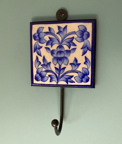 Ceramic Tile Wall Hook Hand Painted