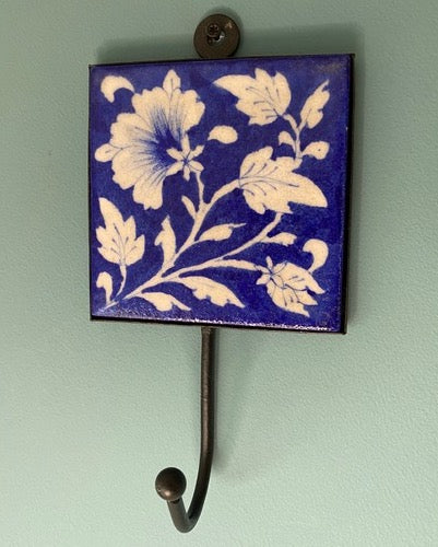 Ceramic Tile Wall Hook Hand Painted