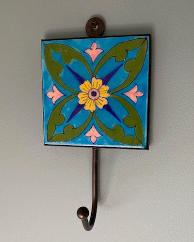 Ceramic Tile Wall Hook Hand Painted
