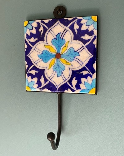 Ceramic Tile Wall Hook Hand Painted