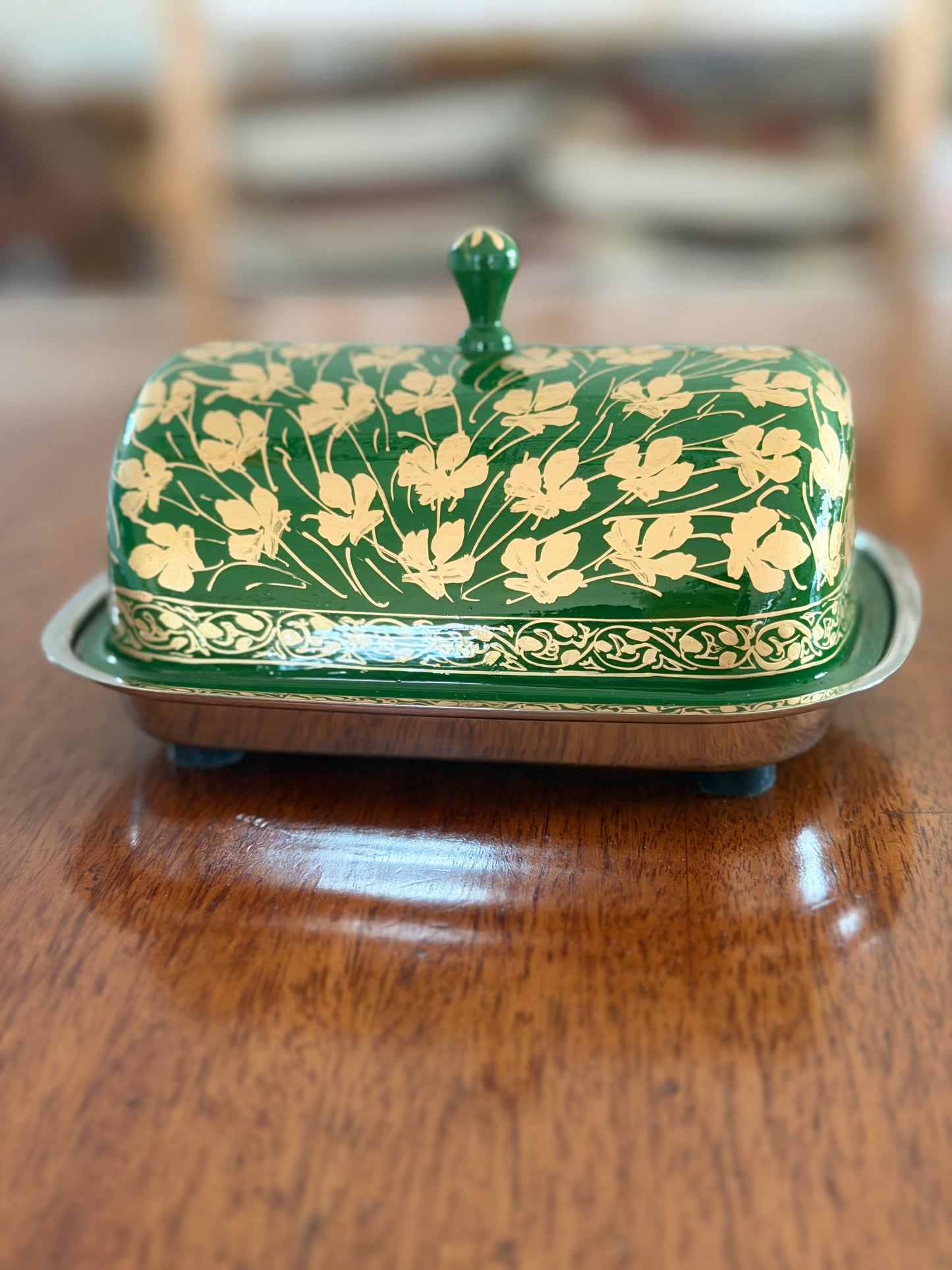 Hand painted Butter Dish with lid