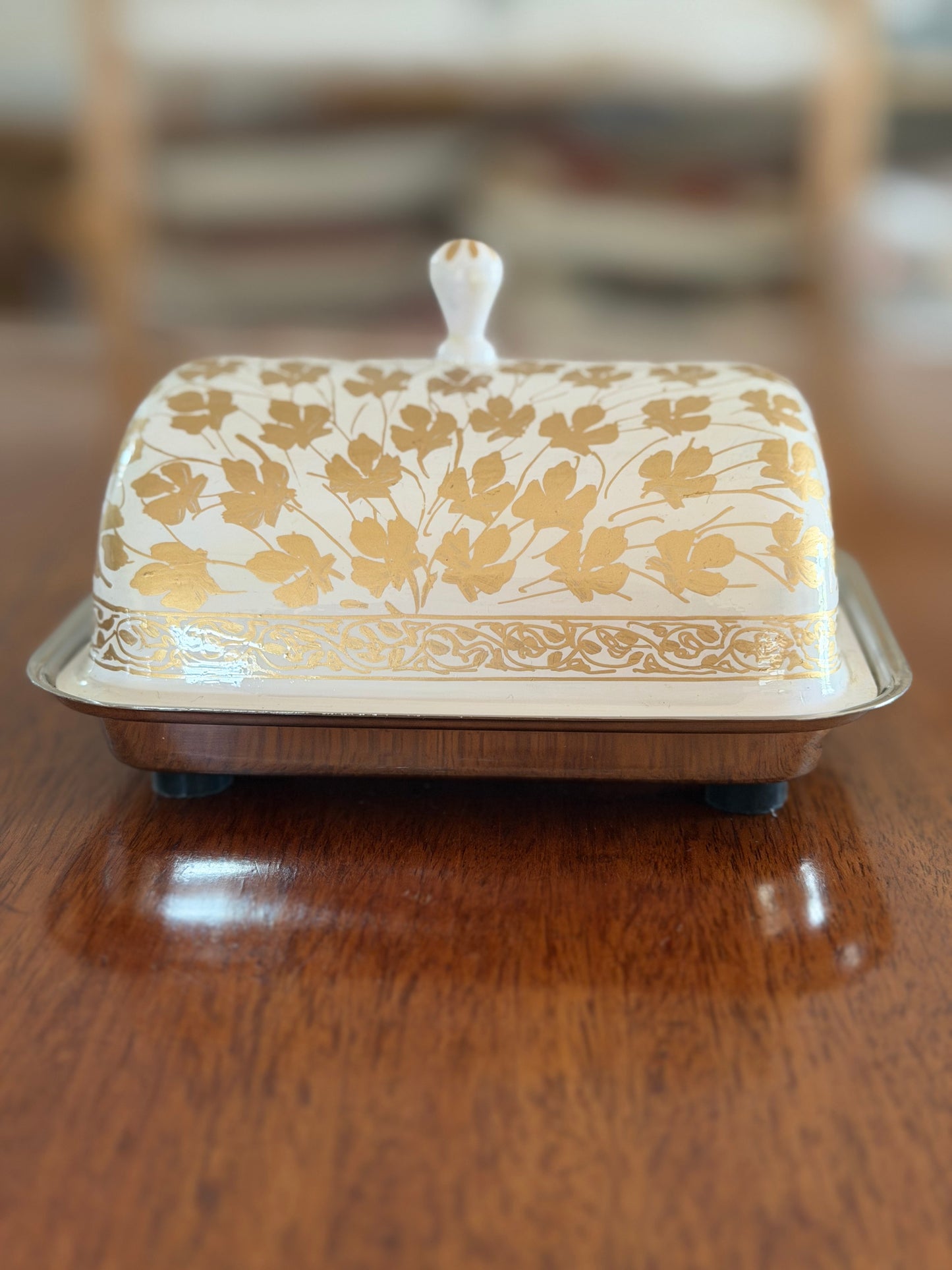 Hand painted Butter Dish with lid