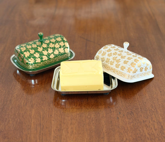 Hand painted Butter Dish with lid