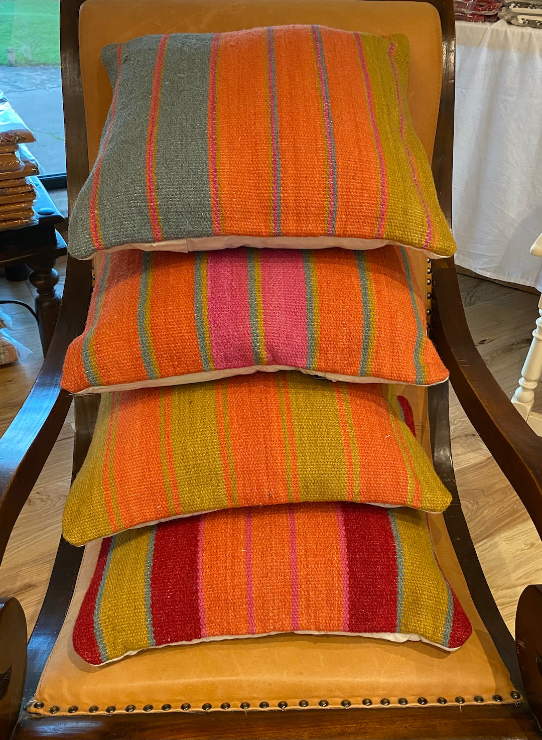 Cushion cover in wool blend Kilim stripes