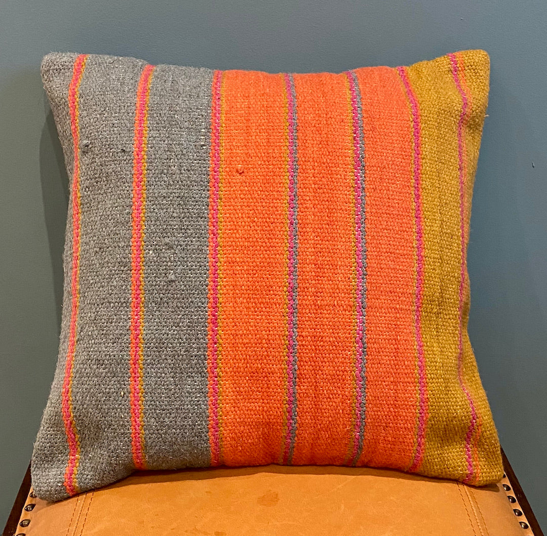 Cushion cover in wool blend Kilim stripes