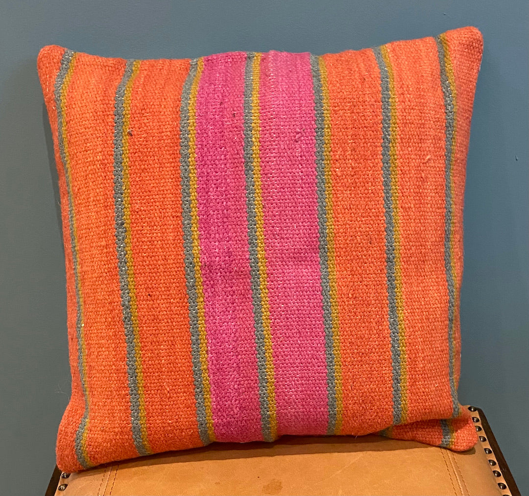 Cushion cover in wool blend Kilim stripes