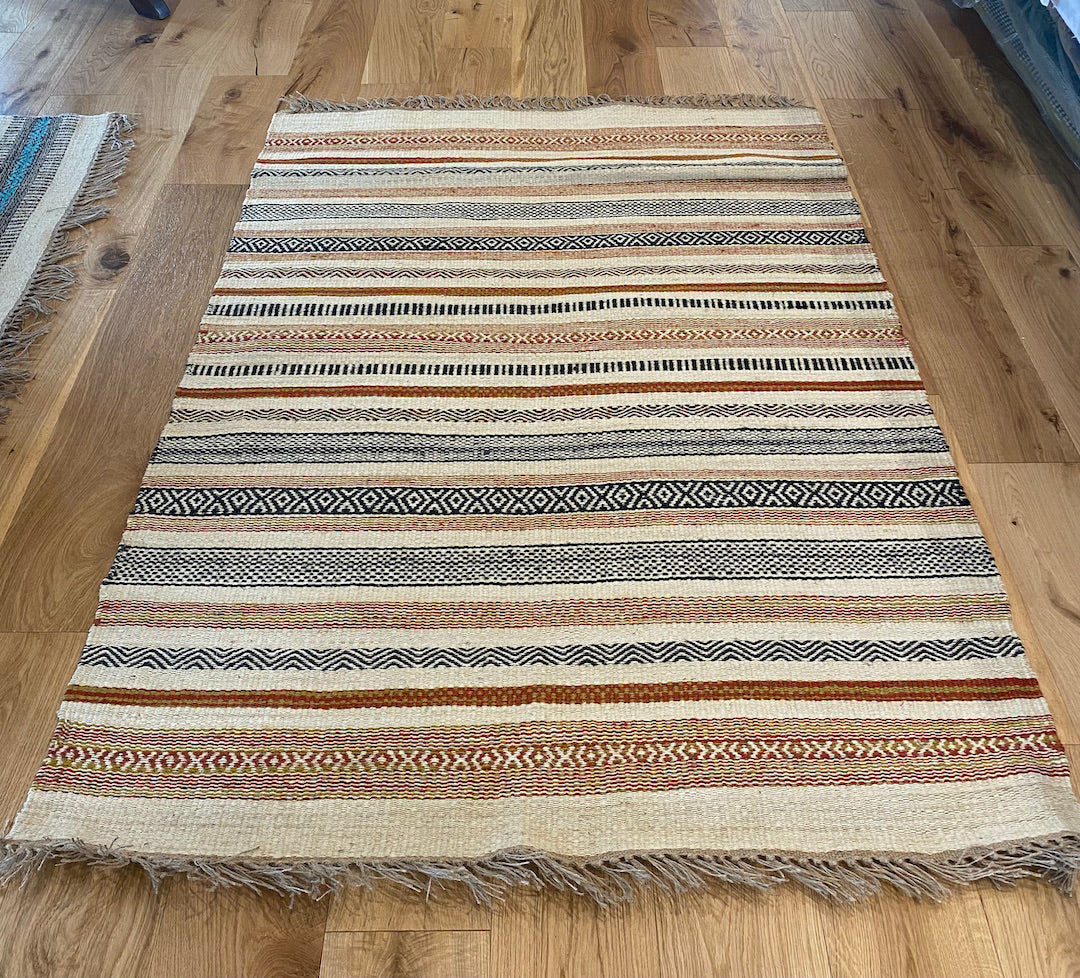 Jute Kilim Hand-woven Striped Rug