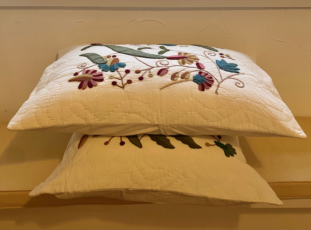 Kashmiri embroidered cotton square pillow covers