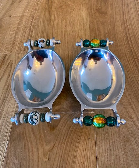 Salsa Bowl with beaded or painted ceramic handles