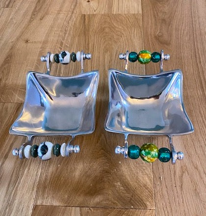 Small Bowl in metal with beaded handles