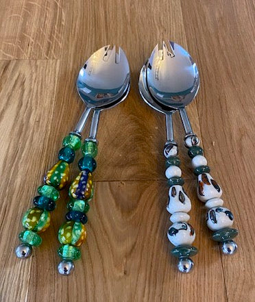 Salad Servers with beaded handles