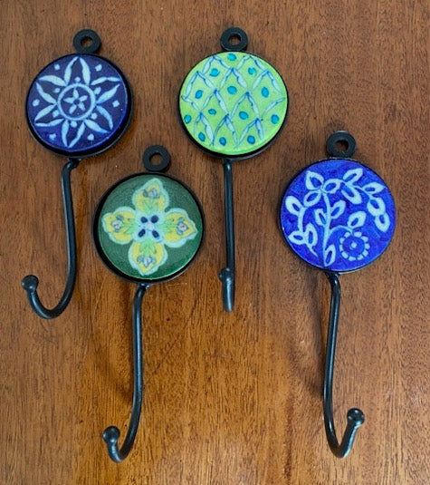 Ceramic Round Wall Hook Hand Painted