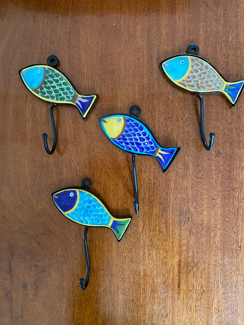 Ceramic Wall Hook Hand Painted Fish