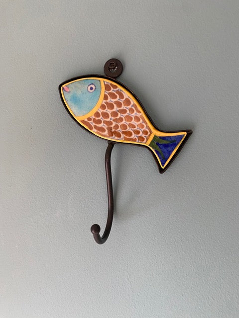 Ceramic Wall Hook Hand Painted Fish