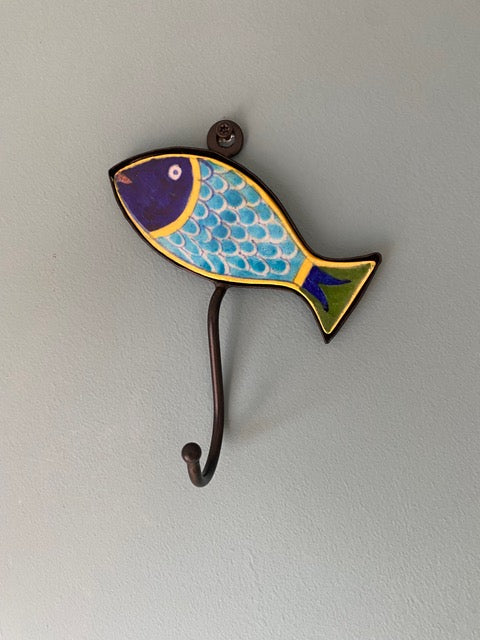 Ceramic Wall Hook Hand Painted Fish
