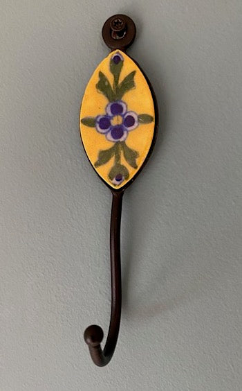 Ceramic Wall Hook Hand Painted Oval