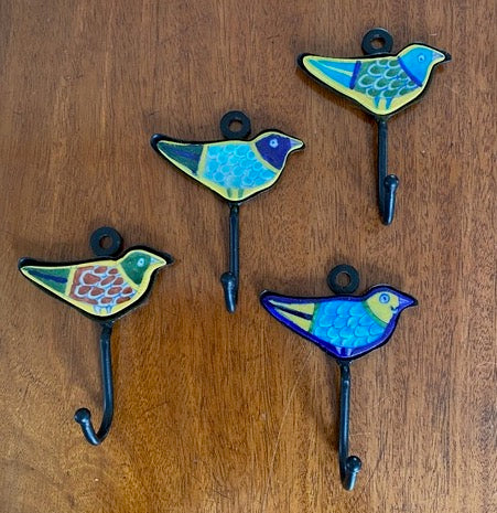 Ceramic Wall Hook Hand Painted Bird