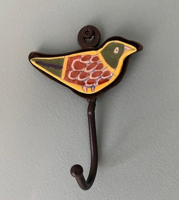 Ceramic Wall Hook Hand Painted Bird