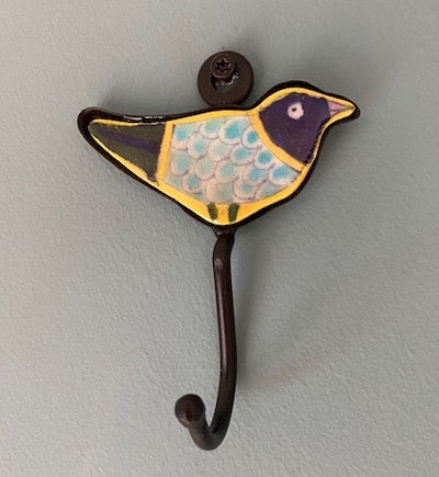 Ceramic Wall Hook Hand Painted Bird