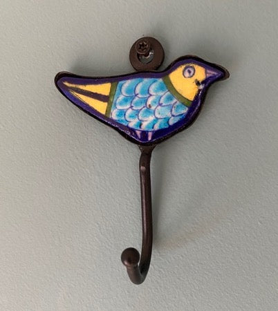 Ceramic Wall Hook Hand Painted Bird