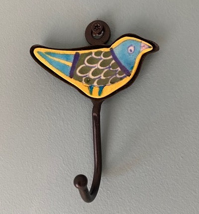 Ceramic Wall Hook Hand Painted Bird